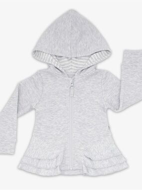 Little Sleepies Light Heather Grey Peplum Hoodie, Size 18-24 Months